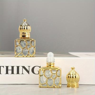 10 мл Роскошный золотой эфирный многоразовый флакон для духов, стеклянный роликовый флакон с эфирным маслом, косметический контейнер