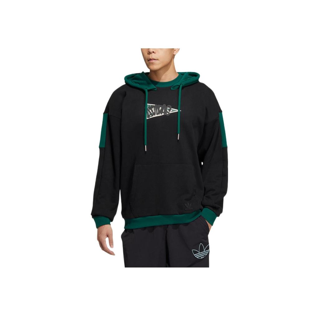 Adidas Оригинальная мужская толстовка с капюшоном с цветными блоками и трилистником, черная HY7221