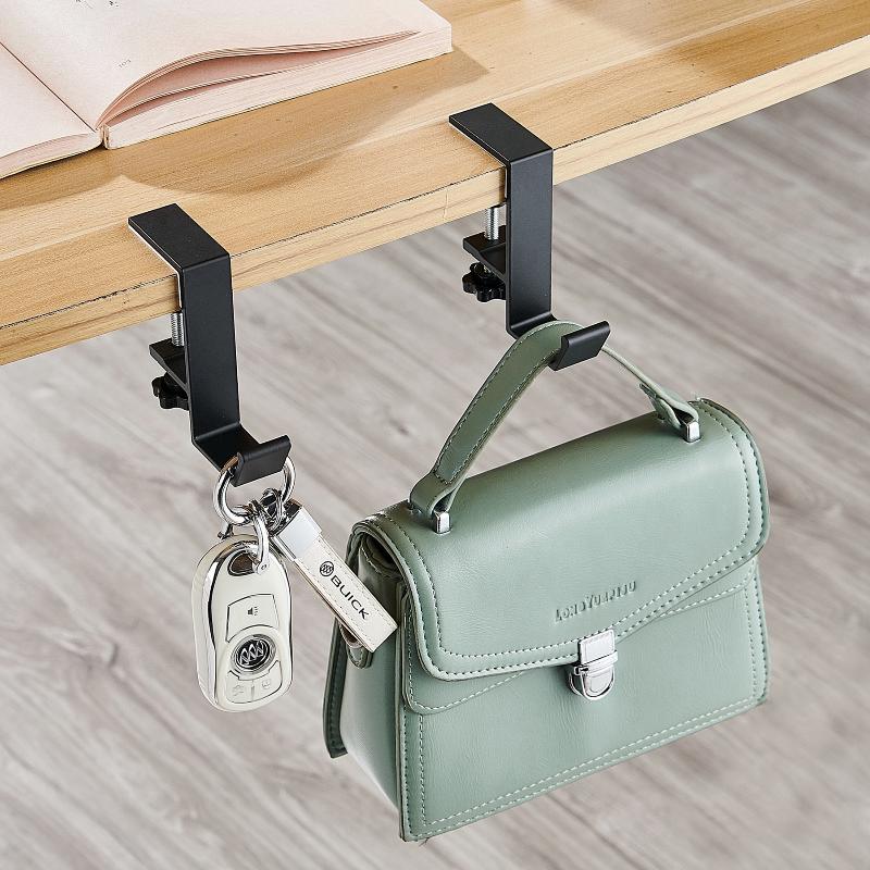 Multi-Functional Table Edge Double Hook Punch-Free Hanging Bag Hook Adjustable Desk Hanger Backpack Storage Hanging Hooks Holder
