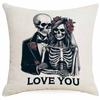 Halloween Couple Skull Print Pillowcase Home Sofa Cushion Pillowcase