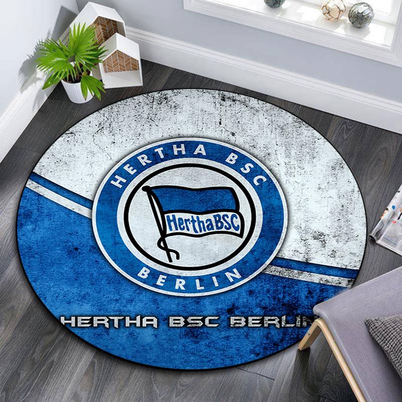 Hertha BSC Art pattern round rug,Carpet Rug for Living Room Bedroom Playroom ,Non-slip Floor Mat,Holiday Gifts and Birthday Gifts.