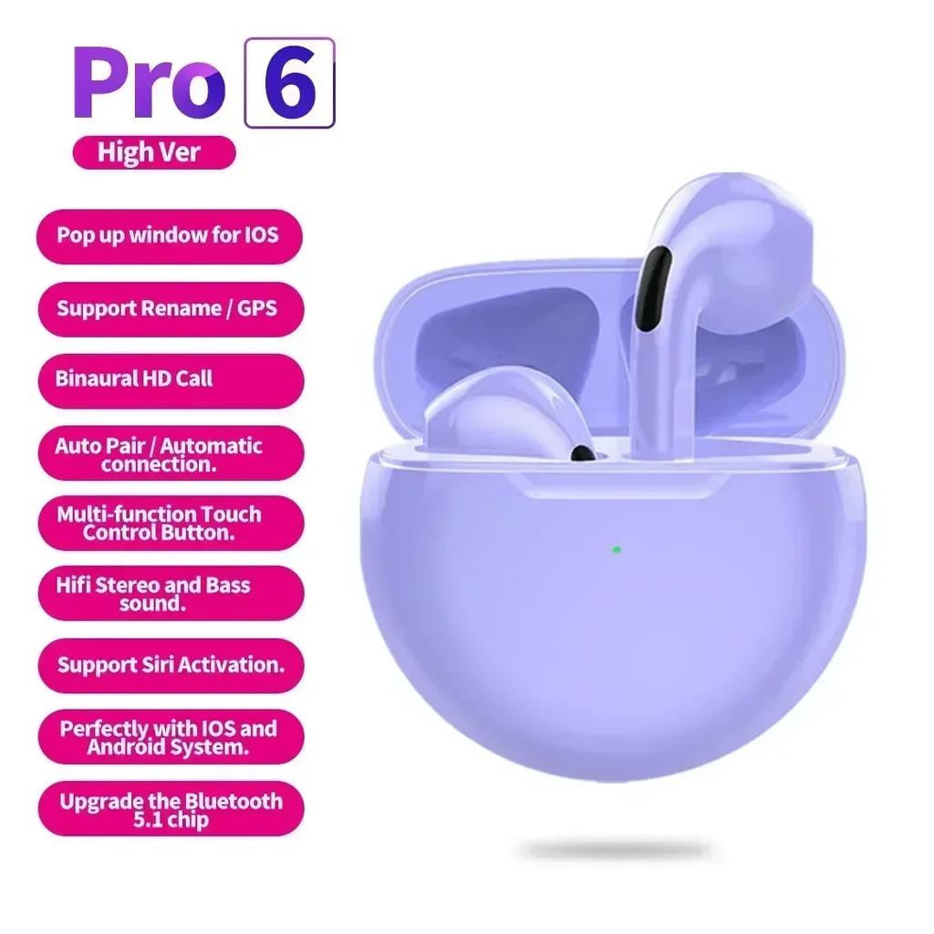 Беспроводные наушники Air Pro 6 TWS с микрофоном, Bluetooth-наушники, спортивная гарнитура для бега для Apple iPhone, наушники Xiaomi Pro6