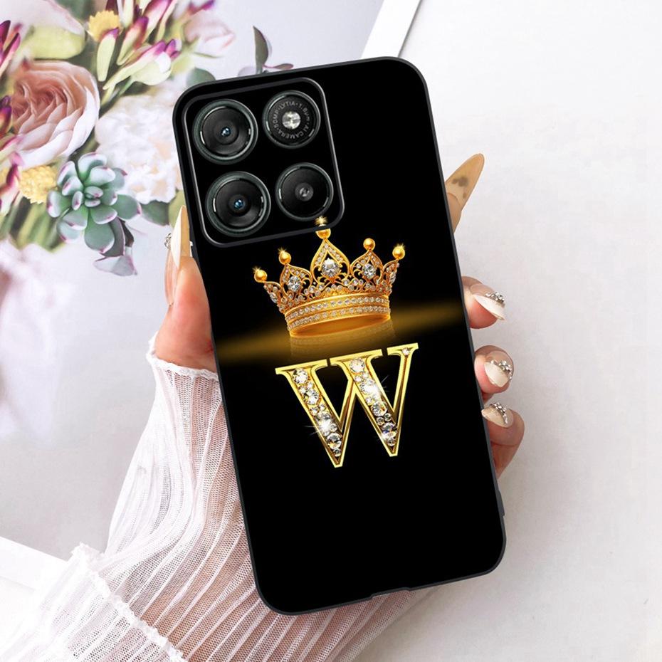 Модный Чехол с Буквой для Телефона Motorola Moto G77 G67 Задняя Крышка Для MOTO G67 G77 5G Мягкие Черные Силиконовые Чехлы