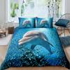 Dolphin Duvet Cover Set 3D Fish In Blue Sea Cute Animals Queen King Twin Full Size Bedding Set For Kids Boy Girl Comforter Cover