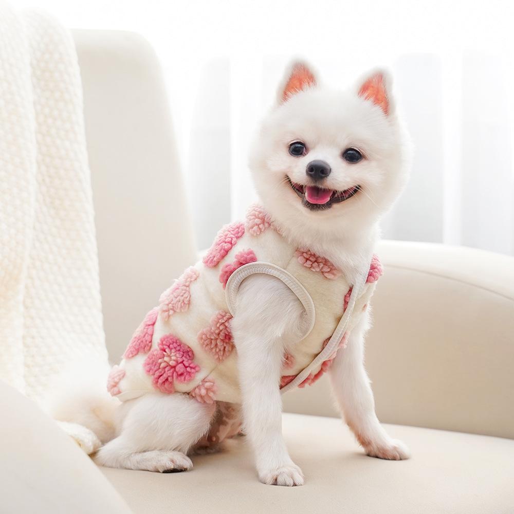 Fleece Vest Thicken Warm Dog Winter Jacket Coat Floral Print Dog Clothes for Small Dogs Puppy York Chiwawa Clothing Pet Apparel