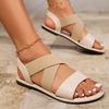 Обувь для женщин Женские сандалии с эластичной резинкой Модные повседневные сандалии с открытым носком Женские летние сандалии больших размеров на плоской подошве
