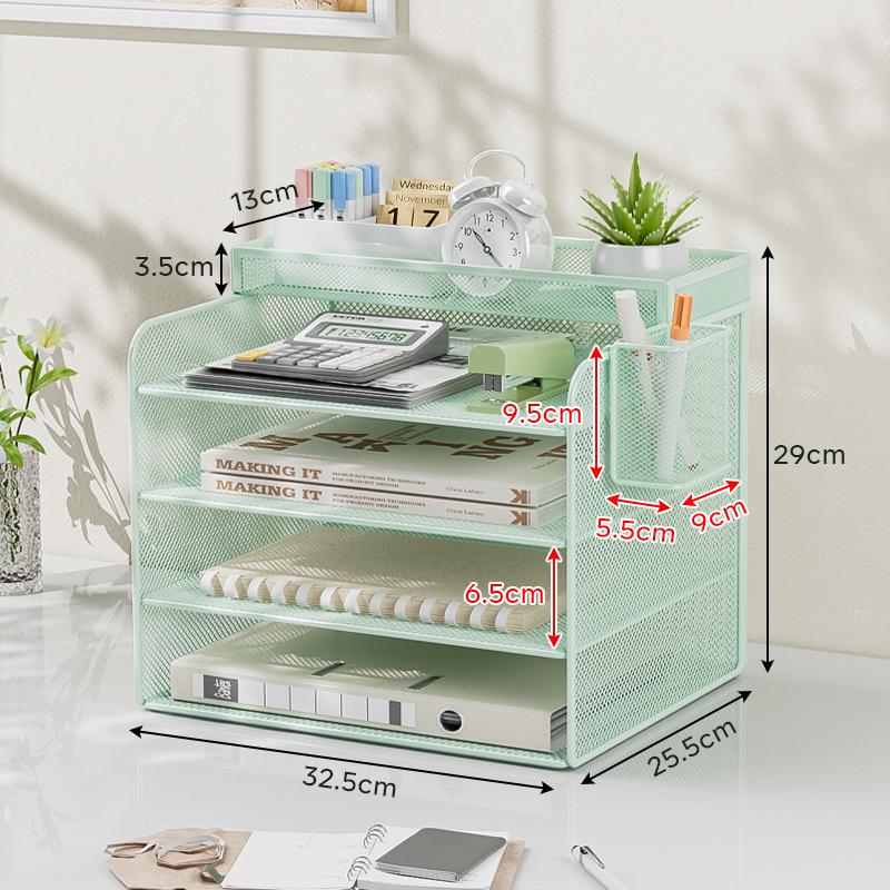 Metal Desktop File Organizer: Office Folder Storage & Bookend Rack