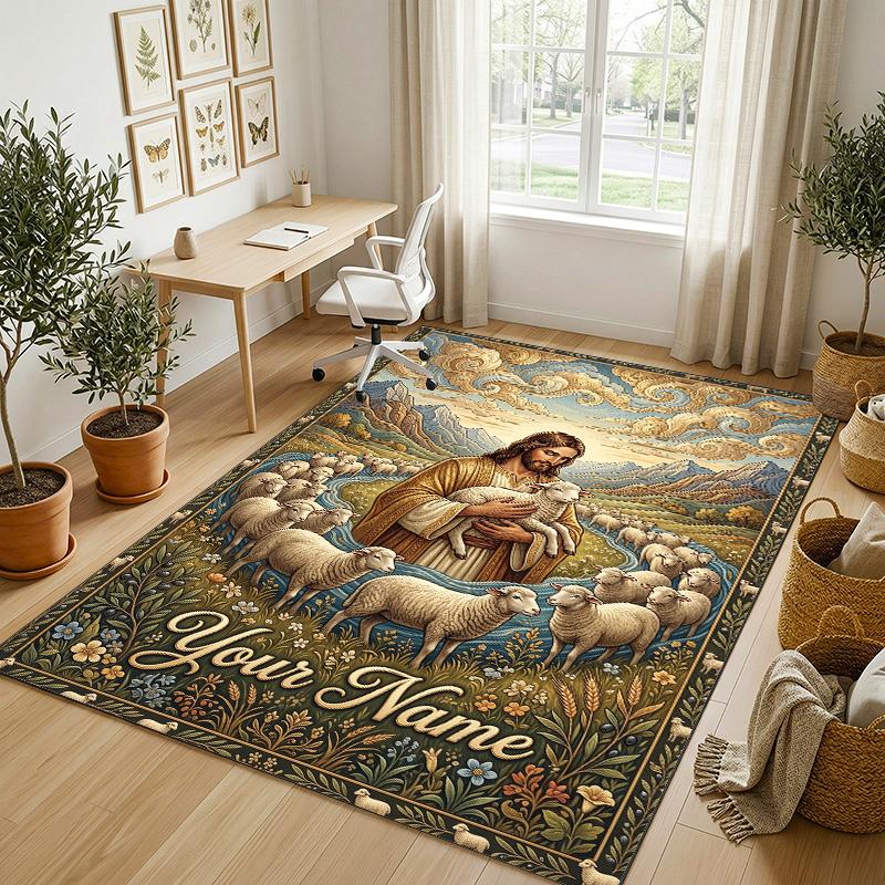 Decorative Artwork Theme Crystal Velvet Rug Personalized Custom Name Text Soft Floor Mat Home Decor