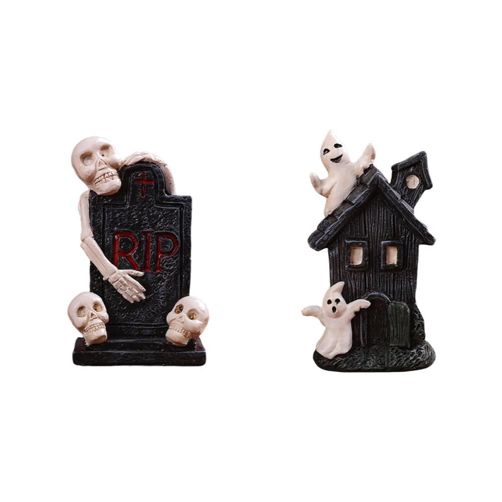 Хэллоуин Ужас Фигурка Привидения Смола Микро Череп Привидение Пейзаж Износостойкое Украшение Скелет Привидения для Дома Офиса