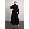 Balloon Sleeve Pleated Skirt Detailed Hijab Dress