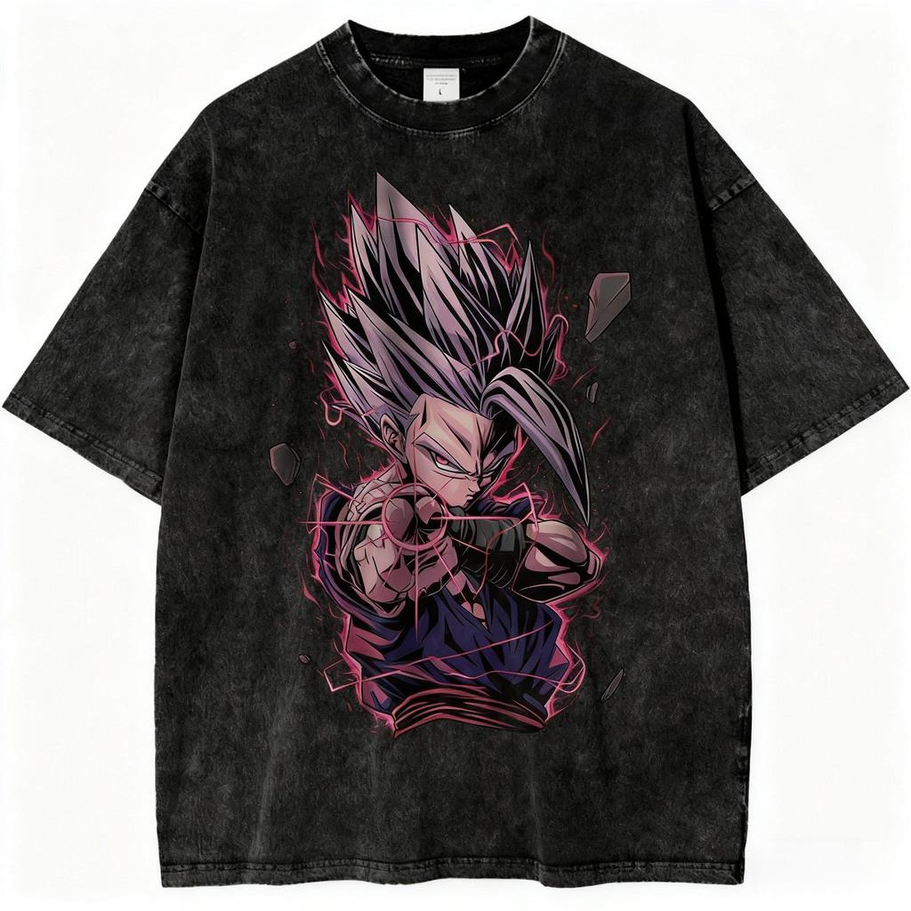 Dragon Ball Super Saiyan  Gohan Printed Tshirt Mens and Womens Washed Tshirt High Quality Vintage Cotton Tshirt Tops