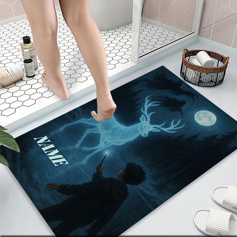 Custom Name Witchcraft Magic Hogwarts Crest Carpet Rug Customizable Soft Washable Anti-Slip Home Living Room Sofa Mats Personalized Rug. 090983