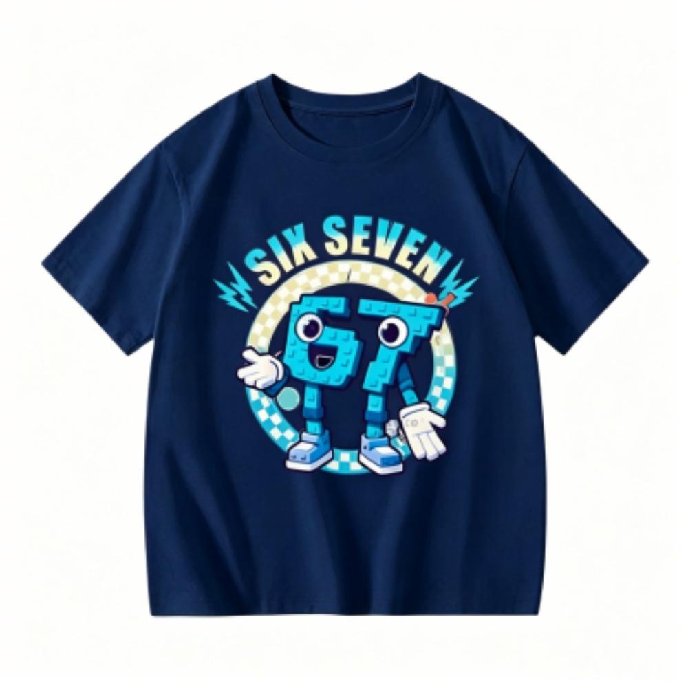 Summer Men's Clothing Six Seven 67 Print T-shirt Men's and Women's Casual Tees Tops Fashion Men's O-Neck Short Sleeve T-shirt