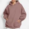 Womens Casual Hooded Sweatshirt Solid Color Loose Fit Long Sleeve Daily Wear