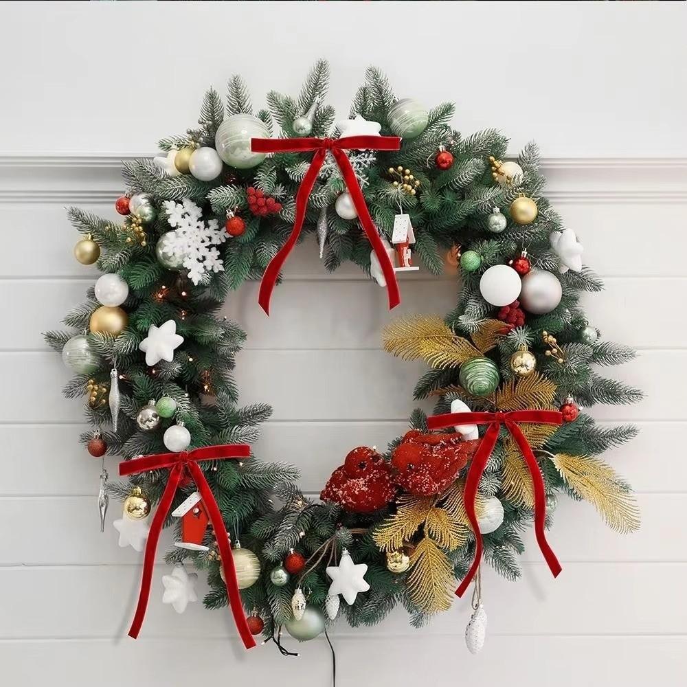 24PCS Vintage Christmas Tree Bows with Pearl Chain Wreath Bows Decoration New Year