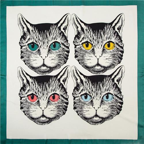 POBING 70cm*70cm Cat Head Small Square Scarves Hijab Luxury Brand Stain Silk Women Scarf Lady Headband Print Neckerchief Bandana