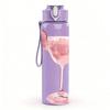 1PC Pink Cocktail Glass Print 750ml sports water bottle leakproof straw lid outdoor office home