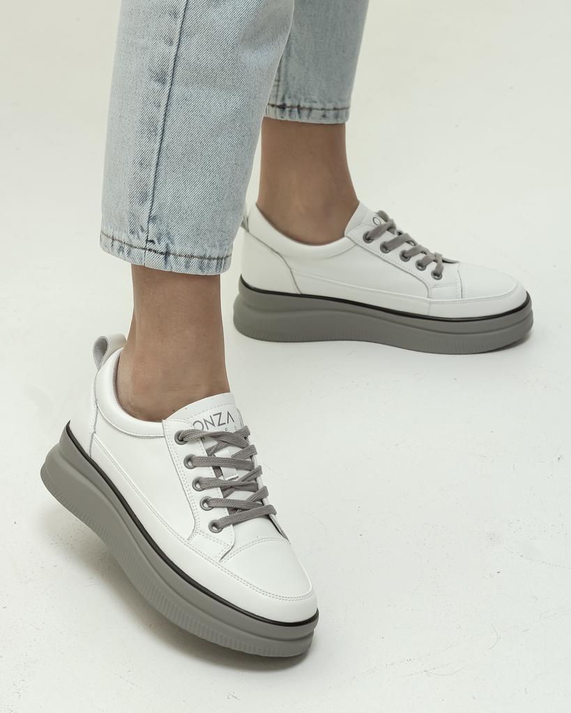 Кеды женские Lonza 184031 36 бело-серые кожа