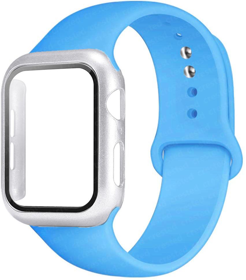 Для ремешков Apple Watch 46 мм 44 мм 41 мм 40 мм 45 мм 42 мм Силиконовый браслет correas iwatch Серия 10 9 8 7 6 SE 3 11 Стекло+Чехол+Ремешок