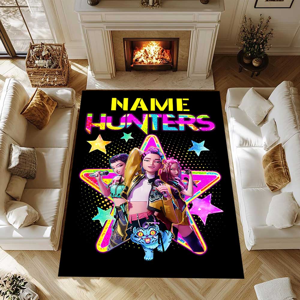 K Pop Demon Hunters Customize your name rug, office chair cushion, home bedroom living room gift.