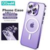 Роскошный чехол для телефона с магнитной металлической рамкой для iPhone 14 13 12 Pro Max, стеклянная крышка с полным объективом, матовая прозрачная задняя крышка