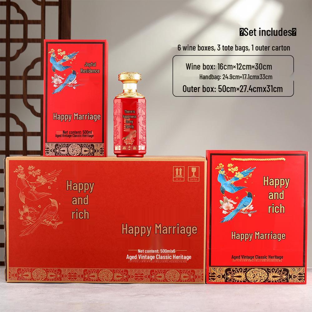 Wedding Banquet Baijiu Bottle with Cap - 500ml Sealed Homebrewed Grain Wine Bottle.