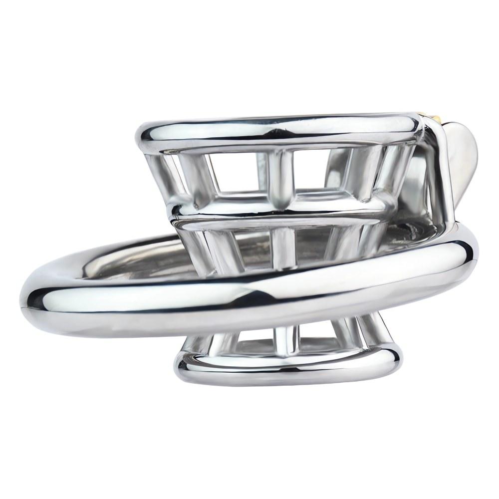 FRRK Negative Chastity Basket Metal Cage Stainless Steel Cuckold Lockdown Penis Chastity Device Sleeve Circle Ring Lock Cock Toy