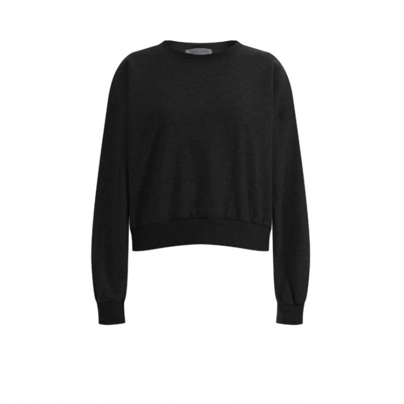 Shop Women Round Cropped Back Slit Sweatshirt White Dye Tss Wsh 11831