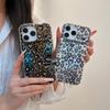 Жесткий чехол с текстурой фольги, двуслойный, с принтом леопарда, для iPhone 14/15/16 Pro Max, 17 Pro