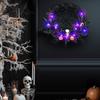 Halloween Wreath With Led Lights, Scary Halloween Rose Web Wreath Horror Skull Vine Wreath Decoration For Front Door Walls Fireplace Windows