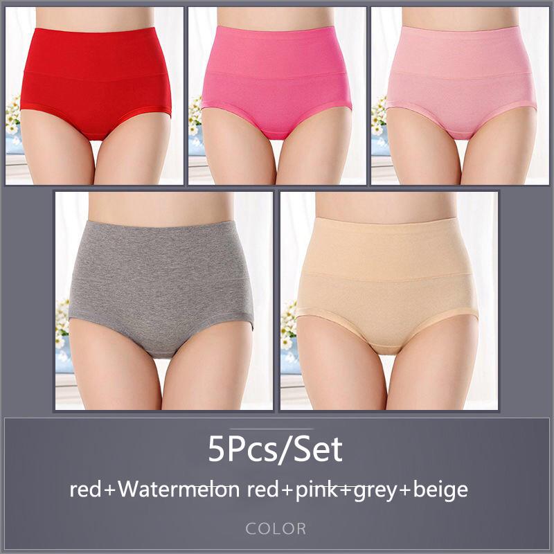 5 шт./компл. женские хлопковые трусики с высокой талией, мягкое дышащее удобное нижнее белье, большие размеры M-XXXXL