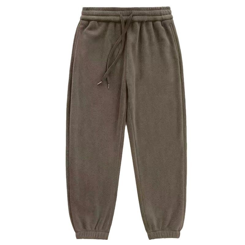 Мужские осенне-зимние флисовые утепленные утолщенные спортивные штаны из двустороннего флиса, теплые однотонные повседневные спортивные штаны с манжетами