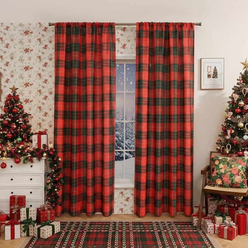 Рождественские Американские Шторы Дверные Шторы Санта Готовые Шторы Украшение Без Сверления Готовые Шторы Большие Окна