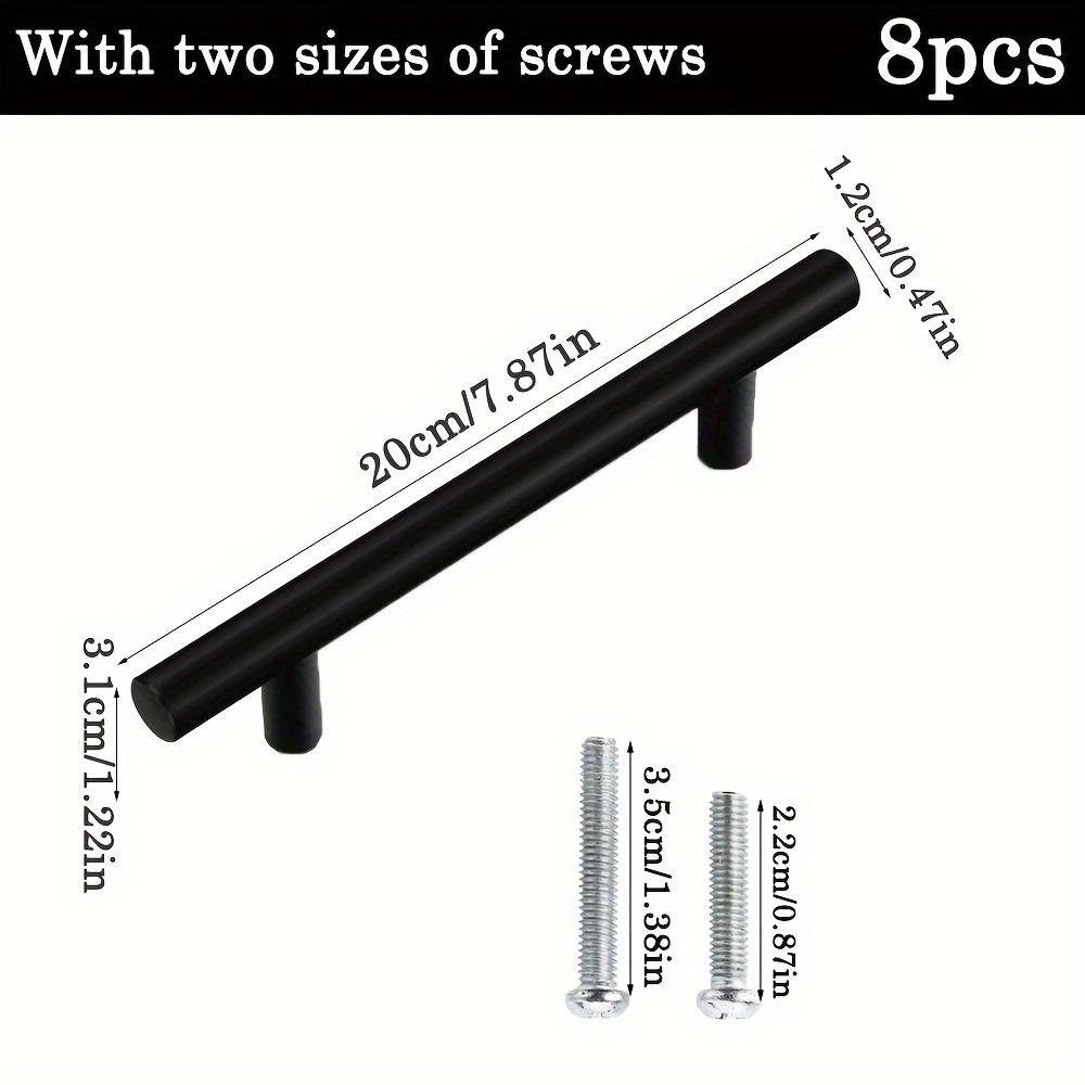 Black Stainless Steel Cabinet Hardware 8pcs Drawer Pulls Kitchen Cabinet T-Handle Dresser Knob Set with Two Size Screws