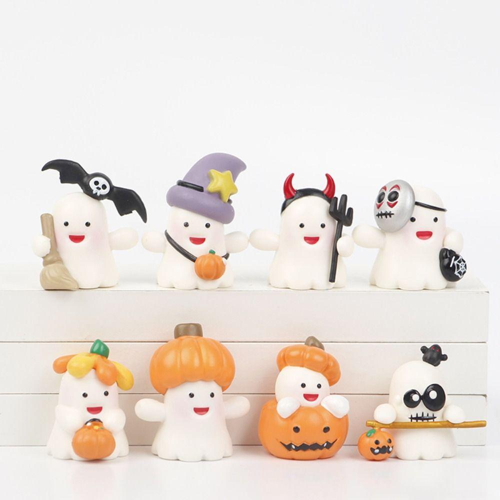 8pcs/Set Miniatures Pumpkin Mini Model Ornaments Hallowmas Pumpkin Ghost Doll  Desktop Home Decor