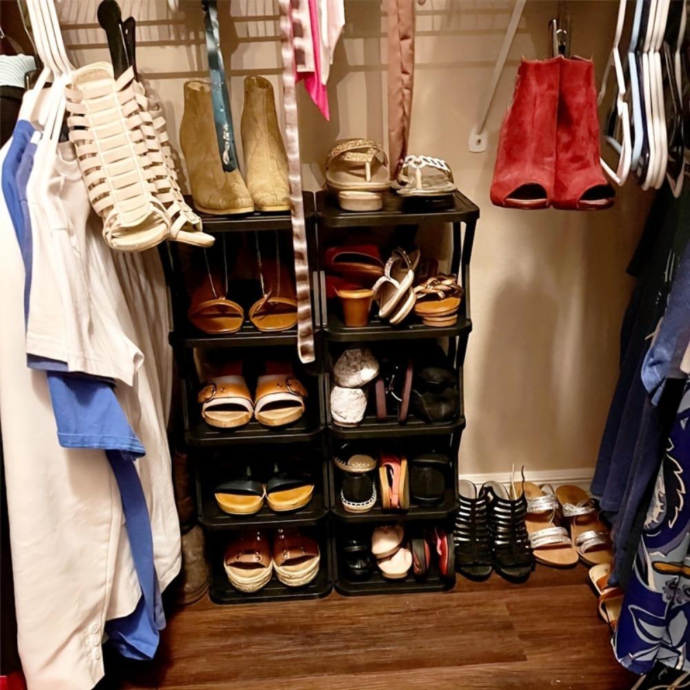 8-слойная штабелируемая полка для обуви, многослойная складная полка для хранения обуви, экономит место в доме, легко собирается, органайзер для обуви