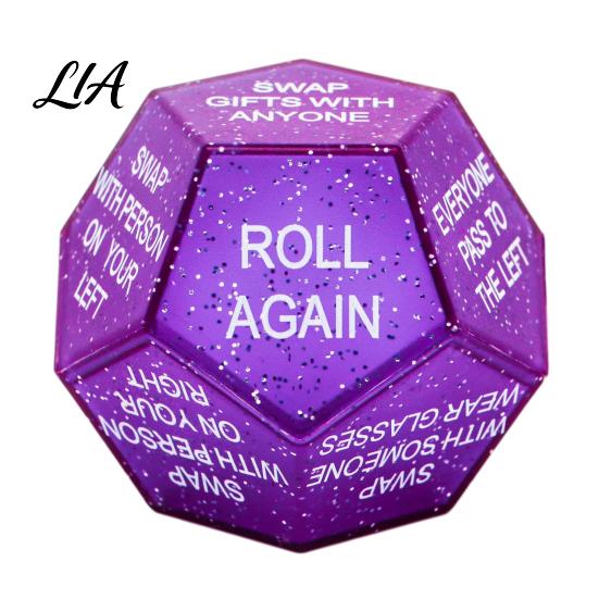 Holiday Stocking Stuffers Santa Swap Gift Exchange Dice, 12-Side Glitter Game Christmas Stuffers, Ideas Secret Party Favors Dice for