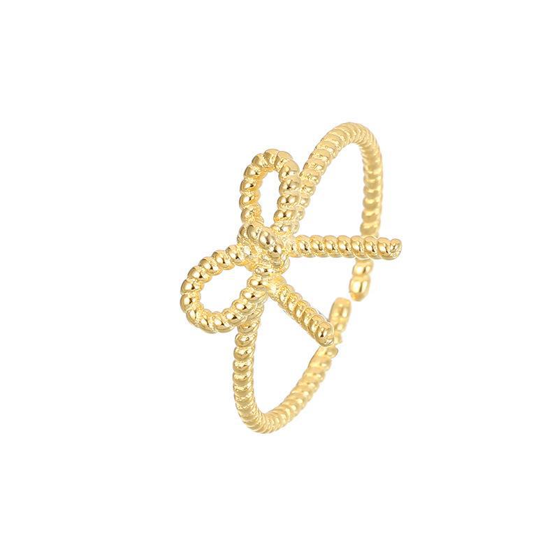 Banyan Tree S925 Silver Bow Ring: Japanese & Korean Style, Women's Fashion Trend.