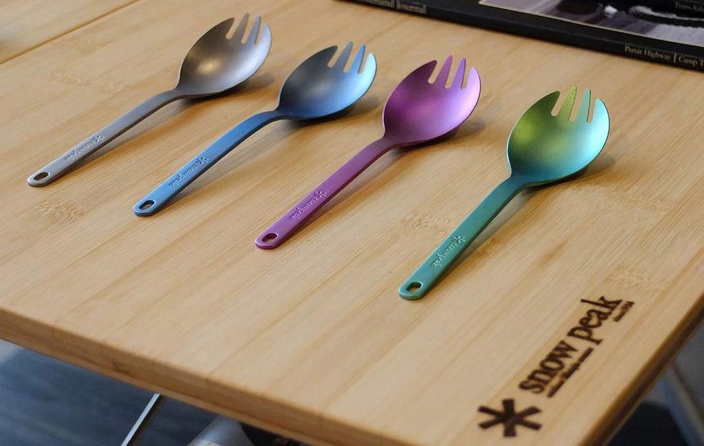 Snow Peak Titanium Spork, Green, SCT-004GR (x 4)