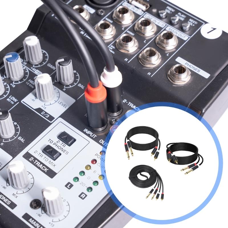 1/4inch to 2RCA Sound Cable 6.35mm to Double 2RCA Insert Cable Y Splitter Cable Bidirectional Interconnection