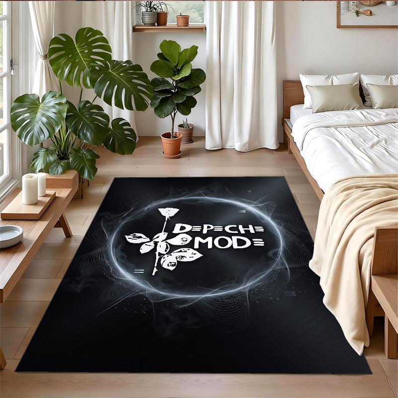 Depeche Mode Print Crystal Velvet Plush Rug Wear?Resistant Anti?Slip Floor Mat For Indoor Household Decoration