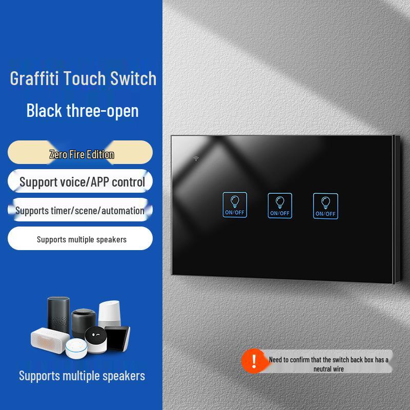 Умный WiFi Настенный Выключатель Graffiti с Голосовым Управлением Alexa и Google, Спецификации США/ЕС, Сенсорная Панель