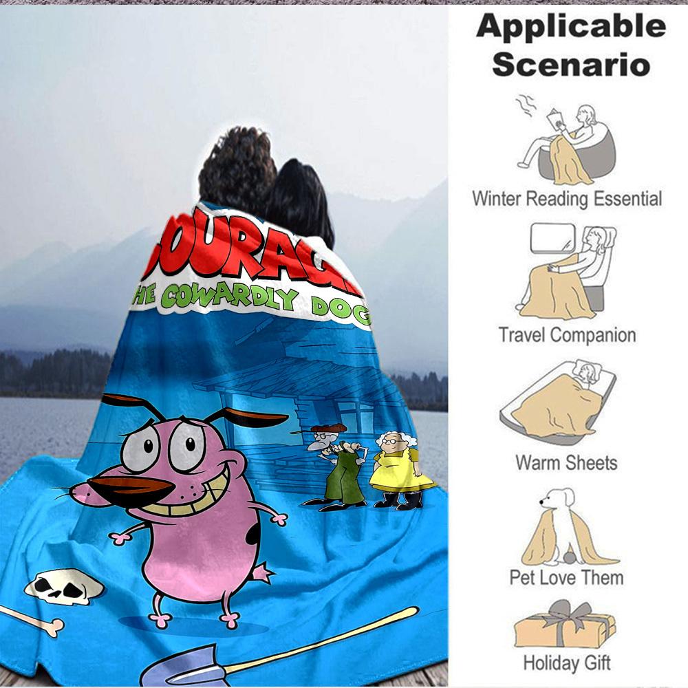 1pc Courage The Cowardly Dog Blanket Versatile for Couch, Office Bed