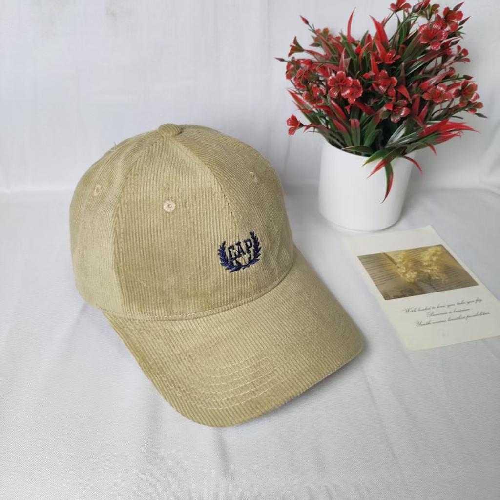 American retro old letter embroidered corduroy cap autumn and winter warm fashion men's and women's sunshade baseball cap