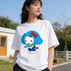 Летняя футболка с коротким рукавом и принтом Hello Kitty, мультяшная, из чистого хлопка, удобная, свободного кроя, для женщин, 2026