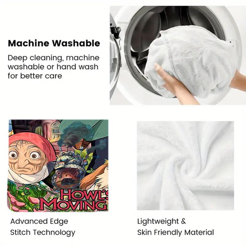 Howl's Moving Castle 2D Flat Pattern Flannel Blanket High quality All Seasons Warmth and Comfort Perfect for Christmas Gifts.NMT0928074