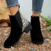 Fashion Stylish Warm Winter Short Boots 2024 Classic and Versatile Women's Western Boots Autumn Fashion Leopard Print Ladies Shoes