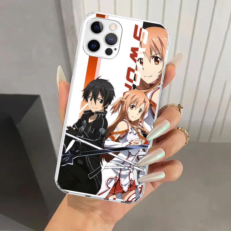 Чехол для телефона Anime Sword Art Online SAO для Iphone 17 Air 16 15 Plus 14 13 Mini 12 11 Pro Max 16E 7 8 SE 2020 Мягкий Funda Печать Она