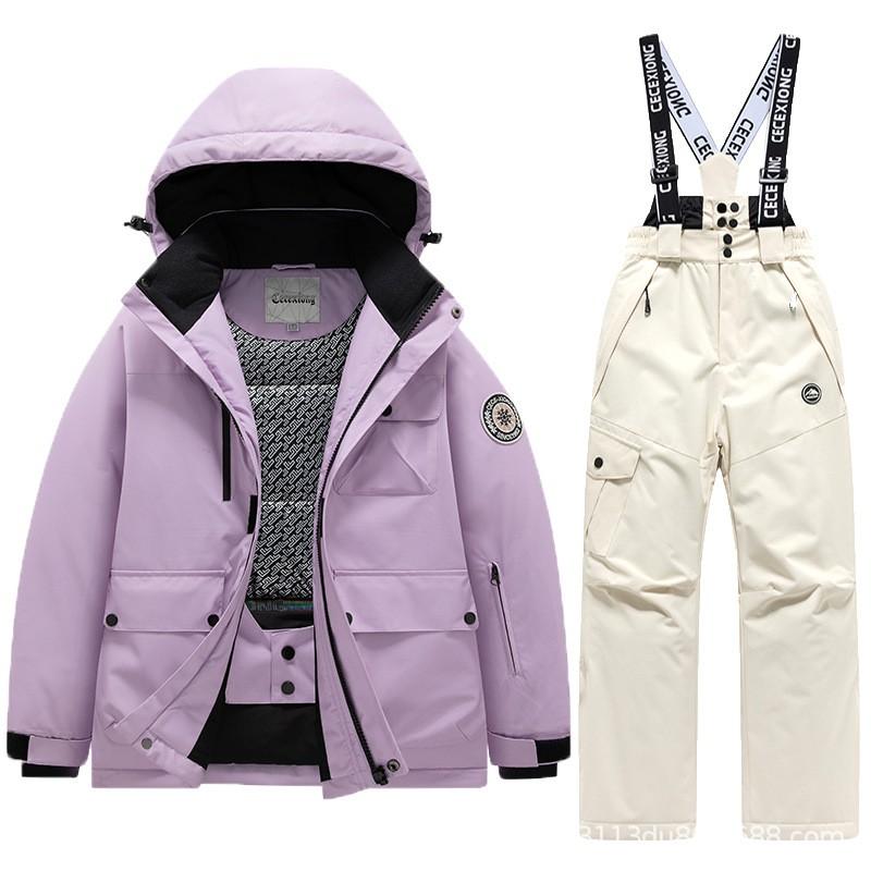 Kids Ski Suit Set Winter Waterproof Windproof Thermal Snowsuit Boys Girls 6-16 Years Outdoor Snow Travel