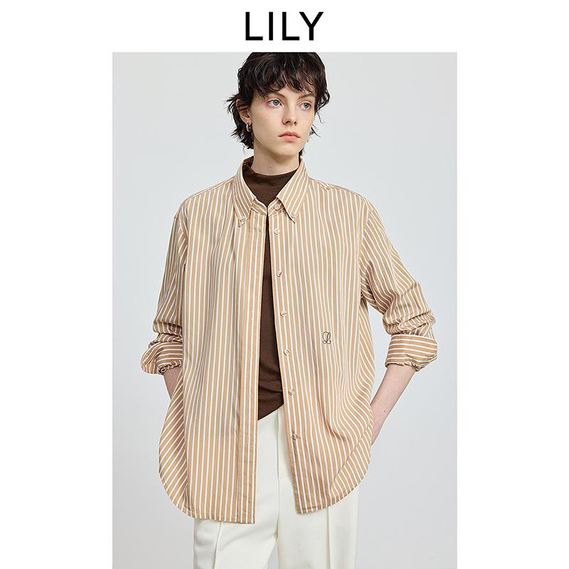 LILY vertical striped long-sleeved shirt jacket for women